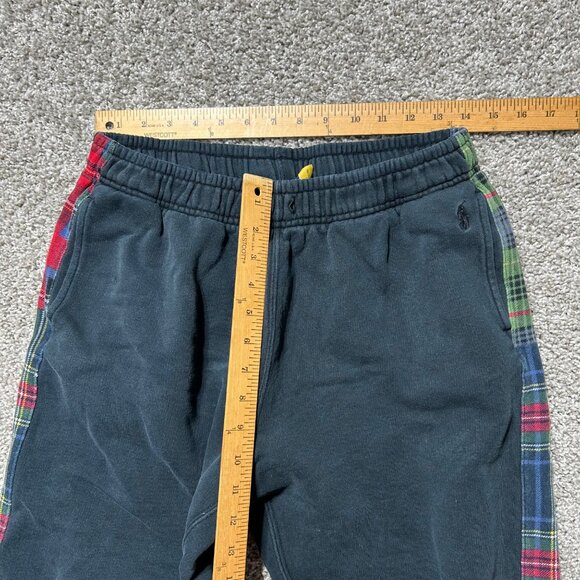 Polo Ralph Lauren Men's SZ Medium Navy Sweatpants Plaid Side Panels & Elastic Wa - Picture 7 of 10